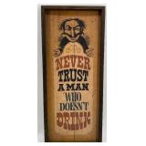 Set of 6 Beer Glasses with Framed Vintage Bar Sign