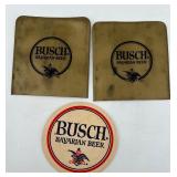 Busch Bavarian Beer Tap Handle and Coaster Set