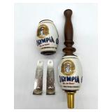 2 Olympia Beer Taps 1 with Handle and Box with 2 Olympia Bottle Openers