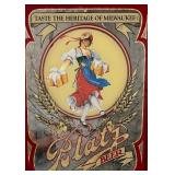 Vintage Blatz Beer Advertising Mirror with Wooden Frame