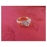 (FS) 14K Gold Plated Ring with Clea...