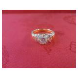 (FS) 14K Gold Plated Ring with Clea...