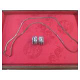 (FS) 925 Silver Necklace and Pair o...