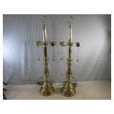 (CS) Pair of 2-Bulb Brass Table Lam...