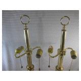 (CS) Pair of 2-Bulb Brass Table Lam...