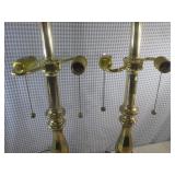 (CS) Pair of 2-Bulb Brass Table Lam...