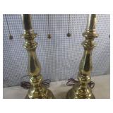 (CS) Pair of 2-Bulb Brass Table Lam...