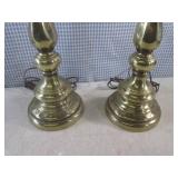 (CS) Pair of 2-Bulb Brass Table Lam...