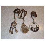 New Boho Tribal Style Necklace And Pierced Earrings Silver Tone Blue Enamel *P