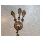 New Boho Tribal Style Necklace And Pierced Earrings Silver Tone Blue Enamel *P