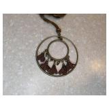 New Boho Tribal Style Necklace And Pierced Earrings Silver Tone Blue Enamel *P