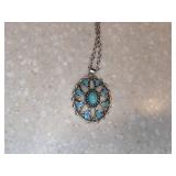 New Boho Tribal Necklace And Pierced Earring Set Blue Enamel Acrylic Accents *P