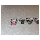 New 10 Piece Stripe Synthetic Stone Rings Sizes 8 8.5 9 9.5 10 *P