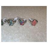 New 10 Piece Stripe Synthetic Stone Rings Sizes 8 8.5 9 9.5 10 *P