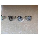 New 10 Piece Stripe Synthetic Stone Rings Sizes 8 8.5 9 9.5 10 *P