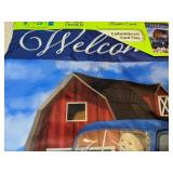 New Meadow Creek Embroidered Yard Flag Dog Pick Up Barn Flowers *P