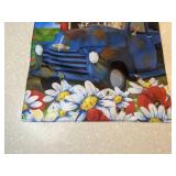 New Meadow Creek Embroidered Yard Flag Dog Pick Up Barn Flowers *P