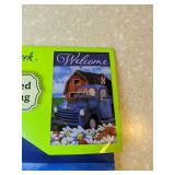 New Meadow Creek Embroidered Yard Flag Dog Pick Up Barn Flowers *P