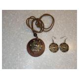 New Boho Chic Necklace And Pierced Earrings Set Floral *P