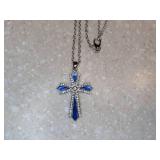 New Owl And Moon Pendant Cross Necklace Antique Silvery Plated *P