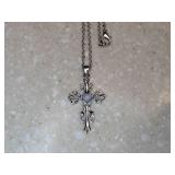 New Blue Heart Cross Hollow Pendant Necklace *P