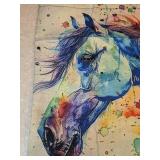 New Durable Vibrant Watercolor Horse Print Tote Bag Printed Both Sides *P