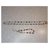 New Two Piece Colorful Round Rhinestone Necklace And Bracelet 14K Gold Plated *P