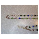 New Two Piece Colorful Round Rhinestone Necklace And Bracelet 14K Gold Plated *P