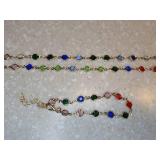 New Two Piece Colorful Round Rhinestone Necklace And Bracelet 14K Gold Plated *P