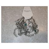 New Five Piece Stackable Bracelet Set Green Rhinestone Infinity Symbol *P