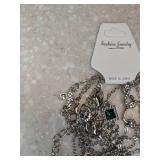 New Five Piece Stackable Bracelet Set Green Rhinestone Infinity Symbol *P