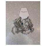 New Five Piece Stackable Bracelet Set Green Rhinestone Infinity Symbol *P