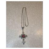 New Retro Cross Pendant Necklace Gothic Style Red *P