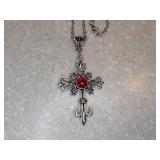 New Retro Cross Pendant Necklace Gothic Style Red *P
