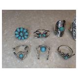 New Bohemian Style Turquoise Inlaid Ring Set 20 Piece Silvery *P
