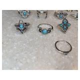 New Bohemian Style Turquoise Inlaid Ring Set 20 Piece Silvery *P