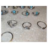 New Bohemian Style Turquoise Inlaid Ring Set 20 Piece Silvery *P