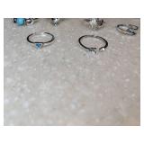 New Bohemian Style Turquoise Inlaid Ring Set 20 Piece Silvery *P