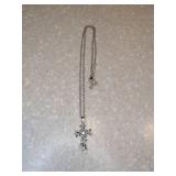 New Flower And Cross Necklace Diamond Leaf Silvery *P
