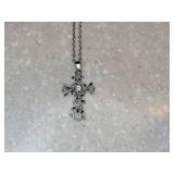New Flower And Cross Necklace Diamond Leaf Silvery *P