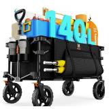 Brand New Navatiee 140L Collapsible Foldable Wagon with Wheels Large Capacity Folding Wagon Cart with Side Pocket and Brakes Grocery Shopping Wagon for Garden Outdoor Use Black $134.99 Retail *B