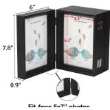 Brand New WUTL 5x7 Hinged 4 Vertical Picture Frames Black Wood $29.99 Retail *B