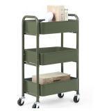 Brand New SunnyPoint 3-Tier Delicate Compact Rolling Metal Storage Organizer Cart, Army $43.99 Retail *B