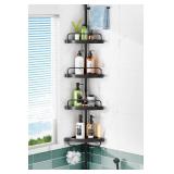 Brand New HAMITOR Corner Shower Caddy Tension Pole: 4 Tier Shampoo Storage Organizer for Inside Shower, Black $49.99 Retail *B