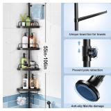 Brand New HAMITOR Corner Shower Caddy Tension Pole: 4 Tier Shampoo Storage Organizer for Inside Shower, Black $49.99 Retail *B