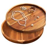 Brand New GinSent 2-Pack Wooden Serving Trays Acacia Wood 11.8" *B