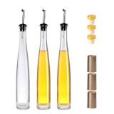 Brand New Kaachli Olive Oil And Vinegar Cruet Small Wine Dispenser Glass Bottles 12 oz (375ml) With Stainless Steel Spout, 3 - Pack $59.99 Retail *B