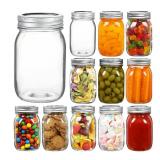 Brand New YEBODA 16 oz Wide Mouth Mason Jars 12 Pack Glass Canning Jars with Airtight Lids and Bands for Preserving *B