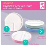 Brand New Elk and Friends Kids 7.8” Porcelain White Plates with Silicone Sleeves $36.95 Retail*B