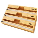 Brand New SpaceAid WrapNeat 3 in 1 Wrap Organizer with Cutter and Labels, Plastic Wrap, Aluminum Foil and Wax Bamboo Dispenser for Kitchen Storage *B